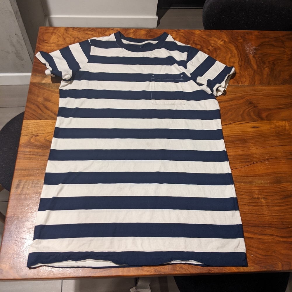 Everlane - The Organic Cotton Weekend Tee Dress | Large | Navy & Canvas Stripe - Picture 12 of 16